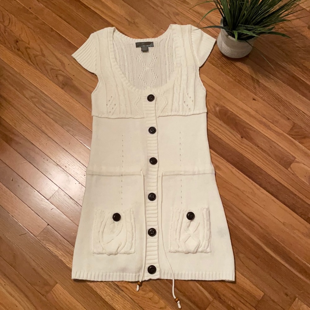 Cable knit cardigan sweater dress
